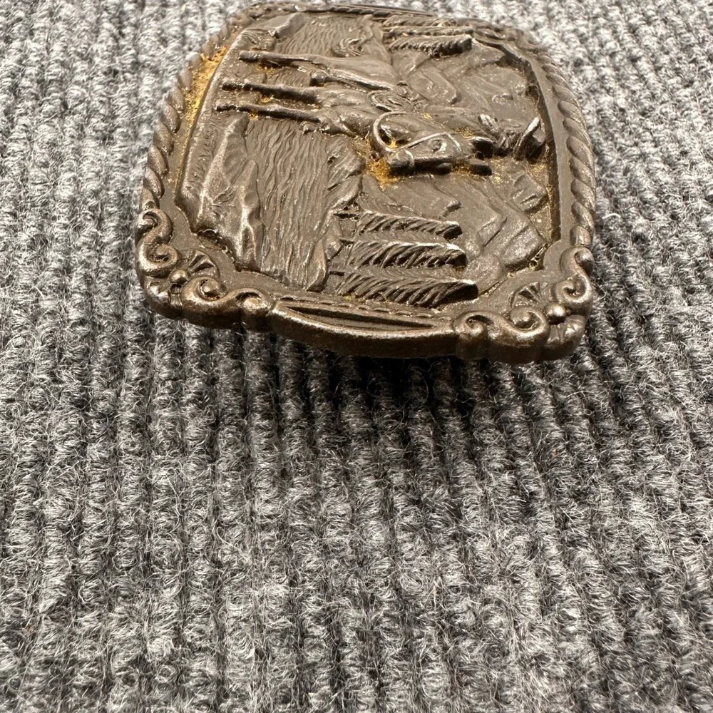 Cowboy Belt Buckle Men OS Western Horse Rider Mountains Bronze Vintage rodeo